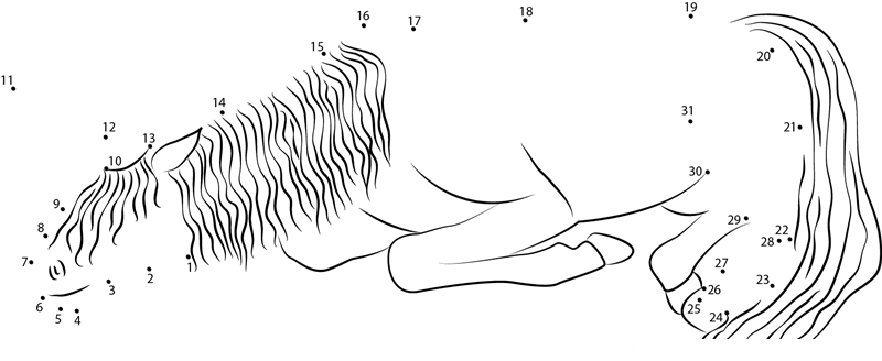 Sleeping Unicorn printable dot to dot worksheet