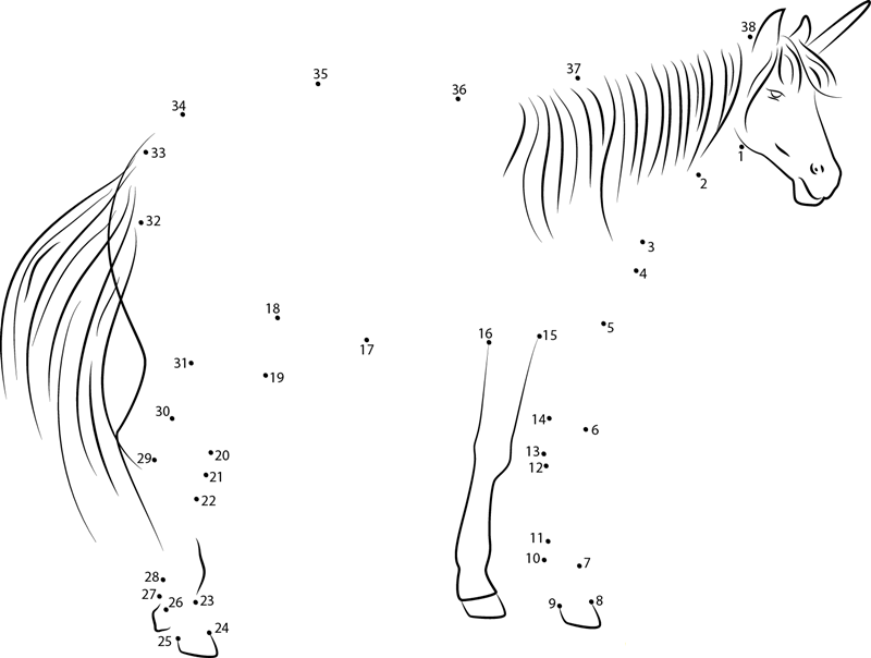 The Unicorn printable dot to dot worksheet