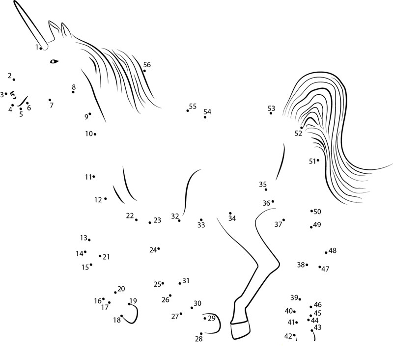 Unicorn At See printable dot to dot worksheet