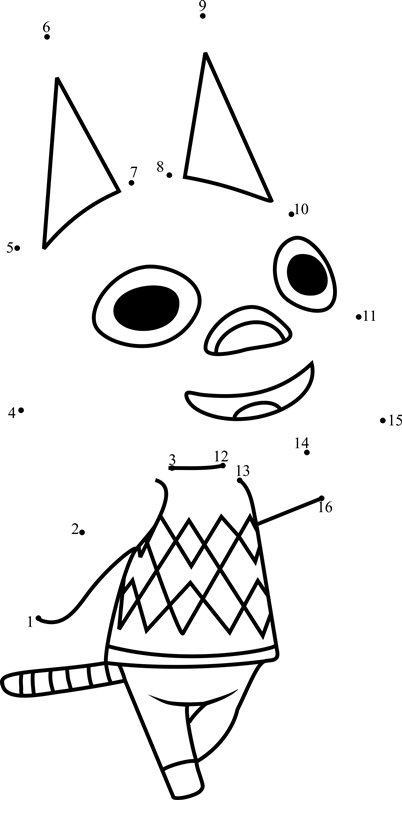 Kiki-Animal-Crossing-Dot-To-Dot printable dot to dot worksheet