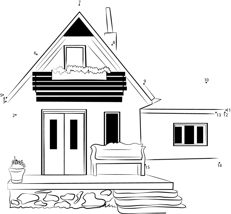Beautiful Cottage dot to dot worksheets