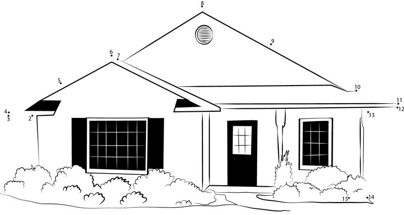 Cottage dot to dot worksheets