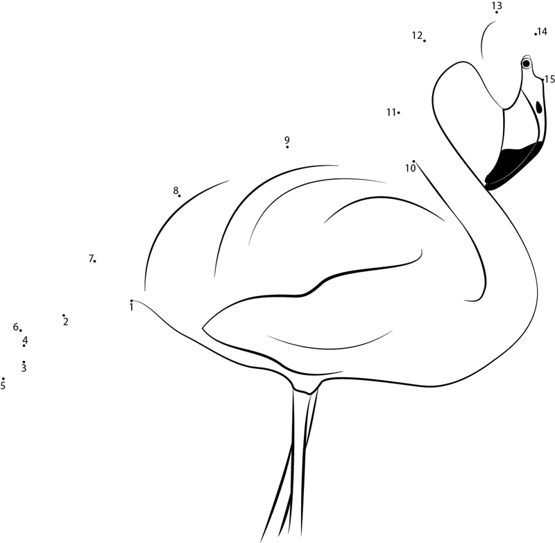 Cute Flamingo Bird dot to dot worksheets