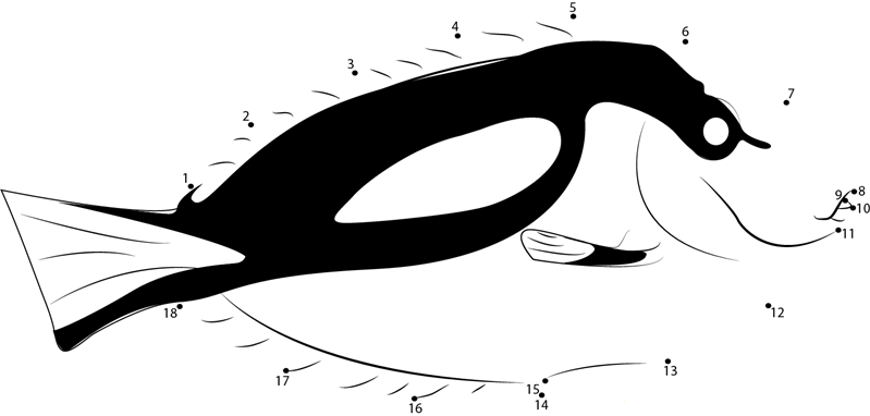 Blue Tang Fish printable dot to dot worksheet