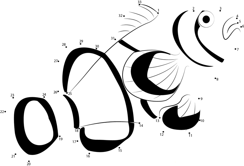 Clown Fish printable dot to dot worksheet
