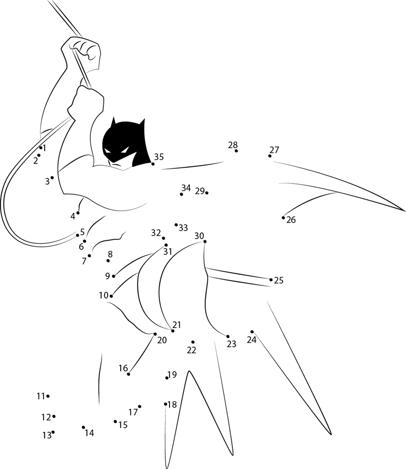 Batman Kick dot to dot worksheets