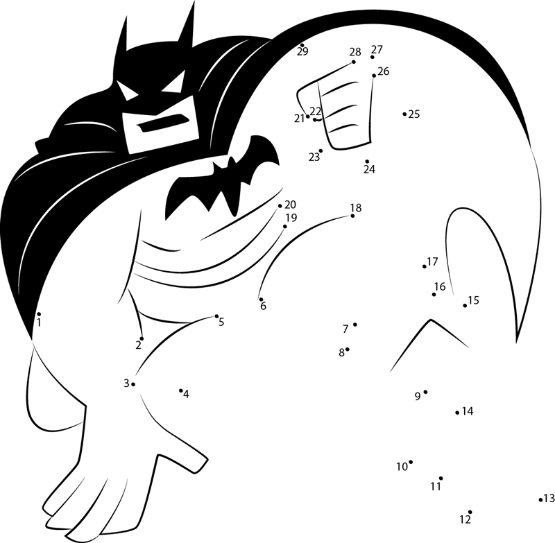 Batman Ready To Fly dot to dot worksheets