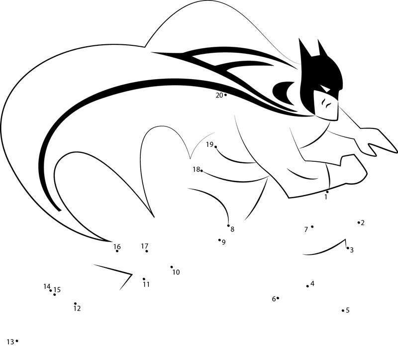 Batman Running dot to dot worksheets