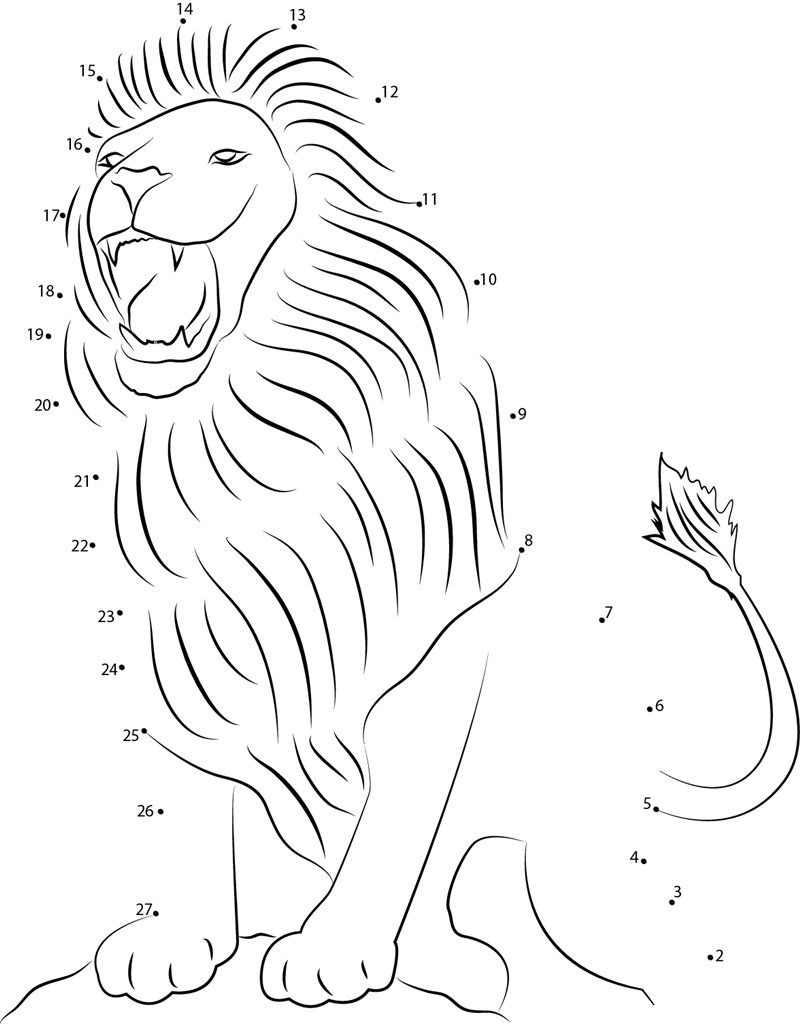 Aslan Lion dot to dot worksheets