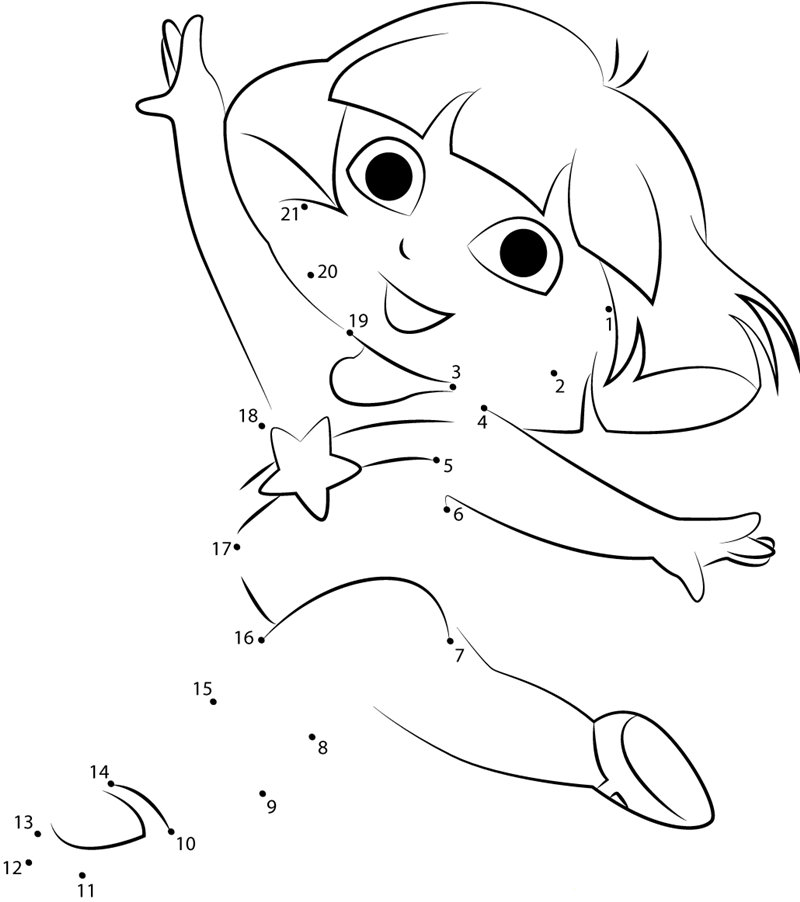 Dora At Gym dot to dot worksheets