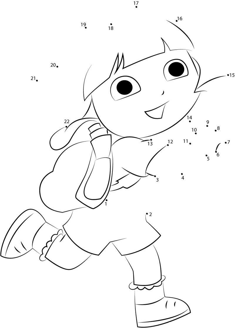 Dora Back To School dot to dot worksheets