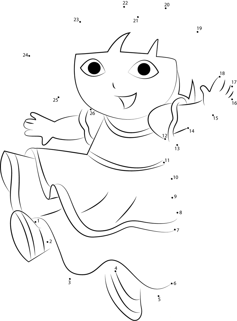 Dora Dancing dot to dot worksheets