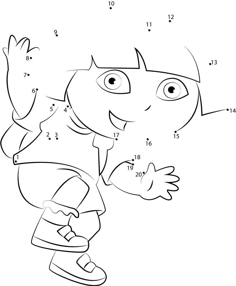 Dora Jumping dot to dot worksheets