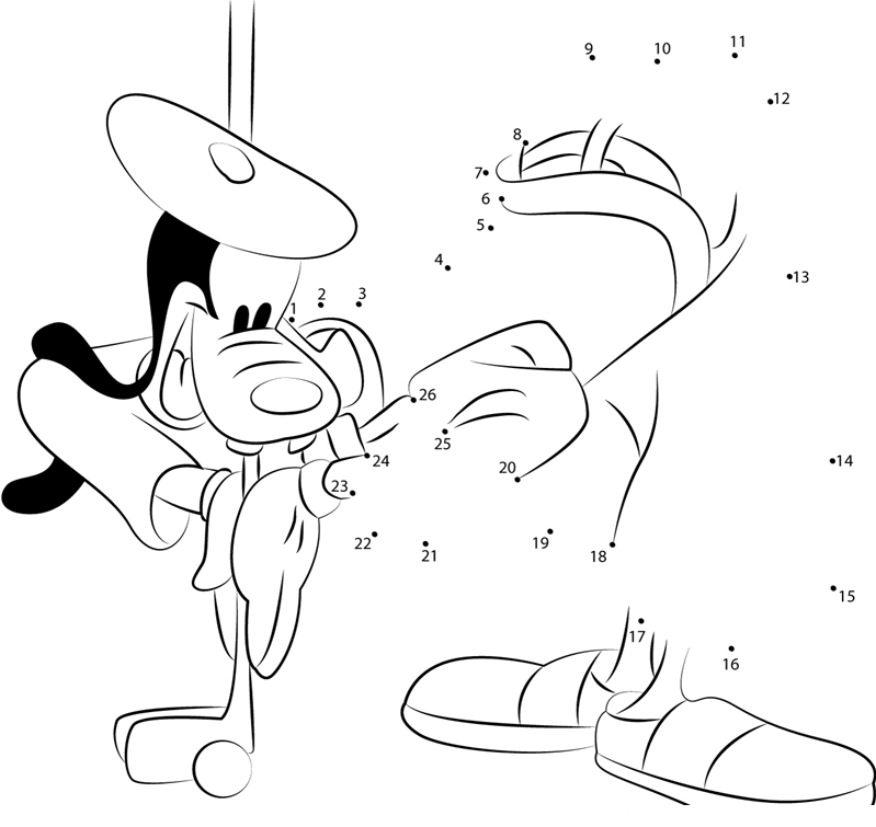 Goofy Play Golf dot to dot worksheets