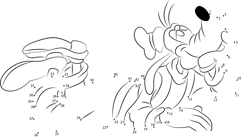 Goofy Ready To Sleeping dot to dot worksheets