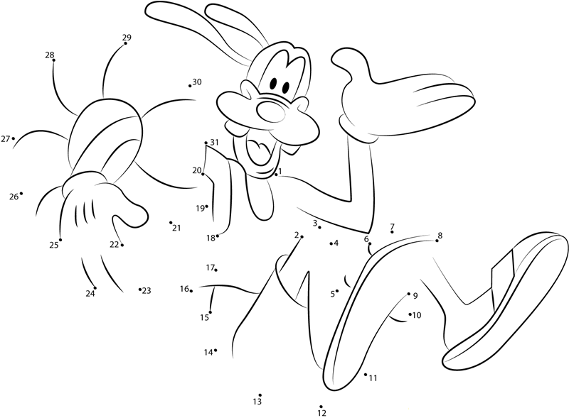 Goofy Say Hi dot to dot worksheets