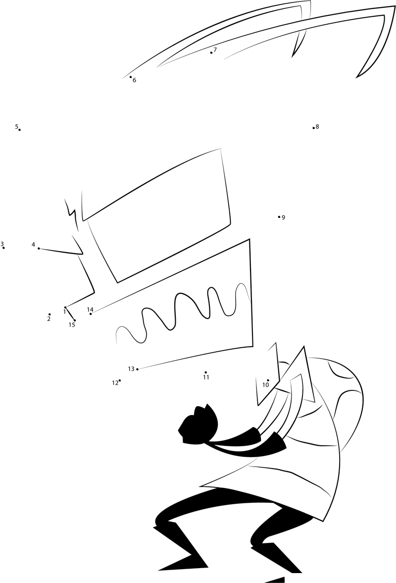 Angry Zim dot to dot worksheets