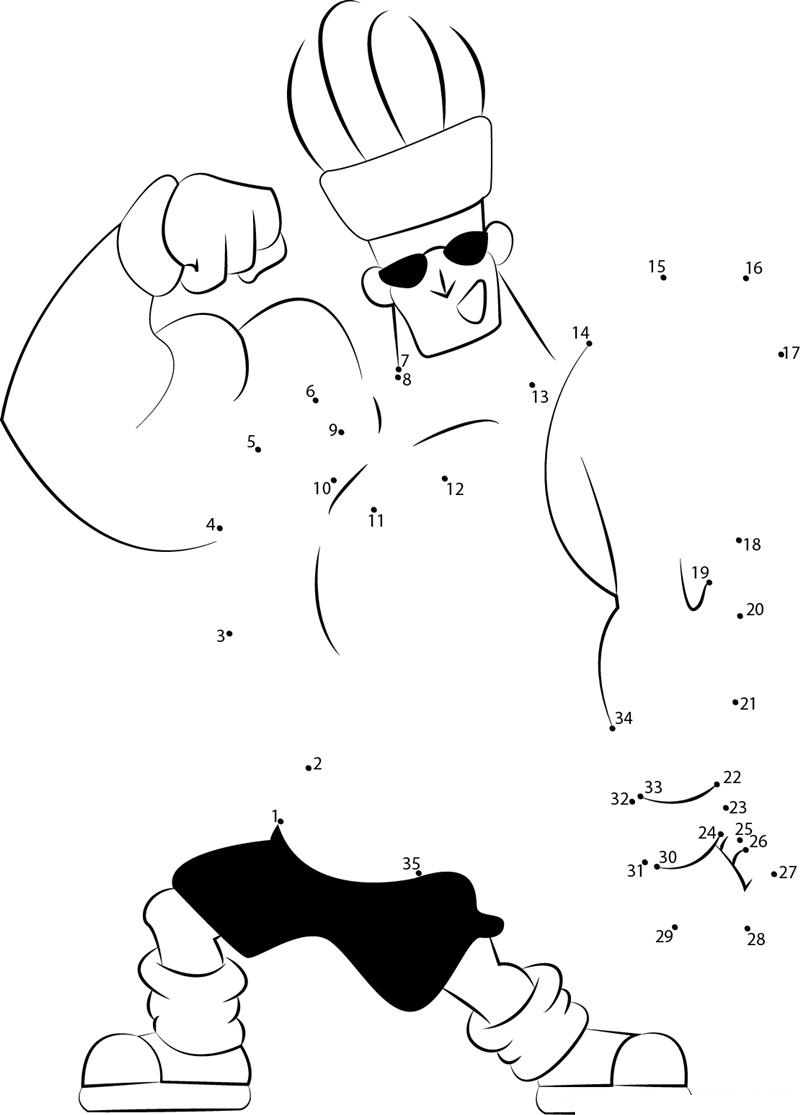 Johnny Bravo Actions dot to dot worksheets