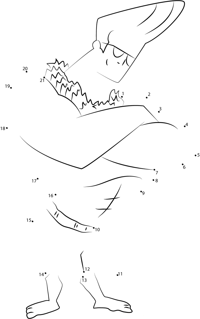 Johnny Bravo In Fancy Dress Competition dot to dot worksheets