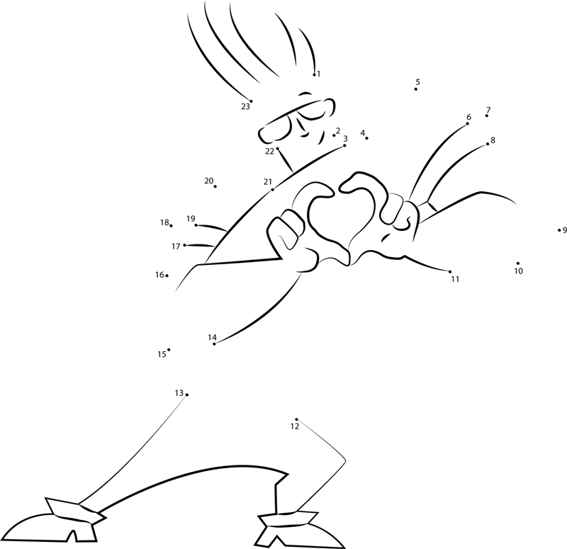 Johnny Bravo In Love dot to dot worksheets