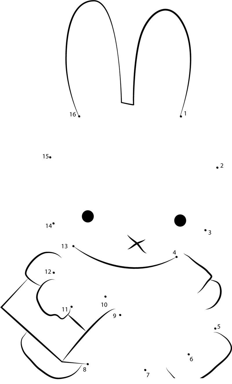 Cute Miffy dot to dot worksheets